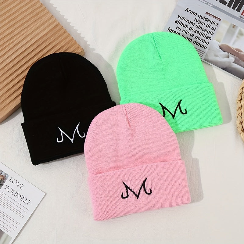 Embroidery Knitted Hat Men Women Cycling Ski Cap