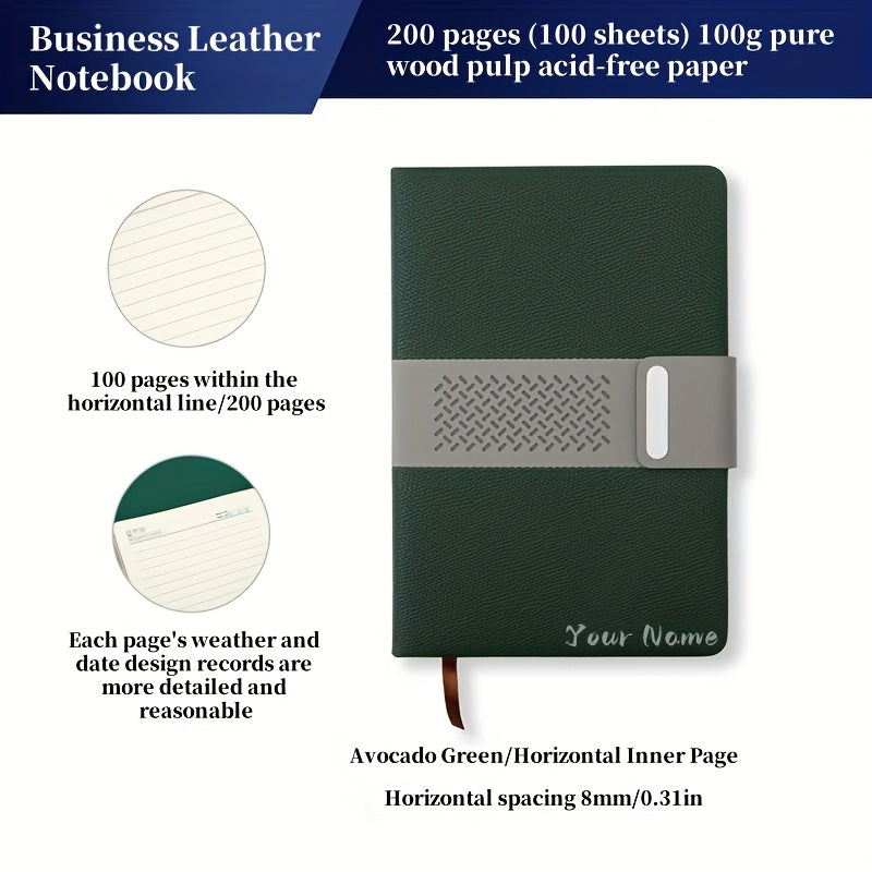 Customizable A5 Business PU Leather Notebook Soft Cover 100 Pages Horizontal Lin
