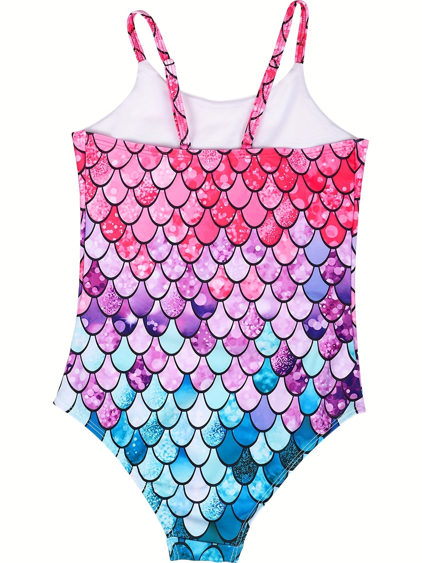 Girls Mermaid Fish Scale Sleeveless Onesie Swimsuit