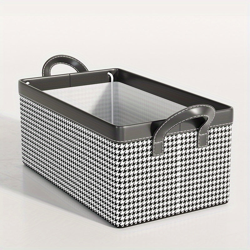 Houndstooth Pattern Clothes Storage Box Organizer