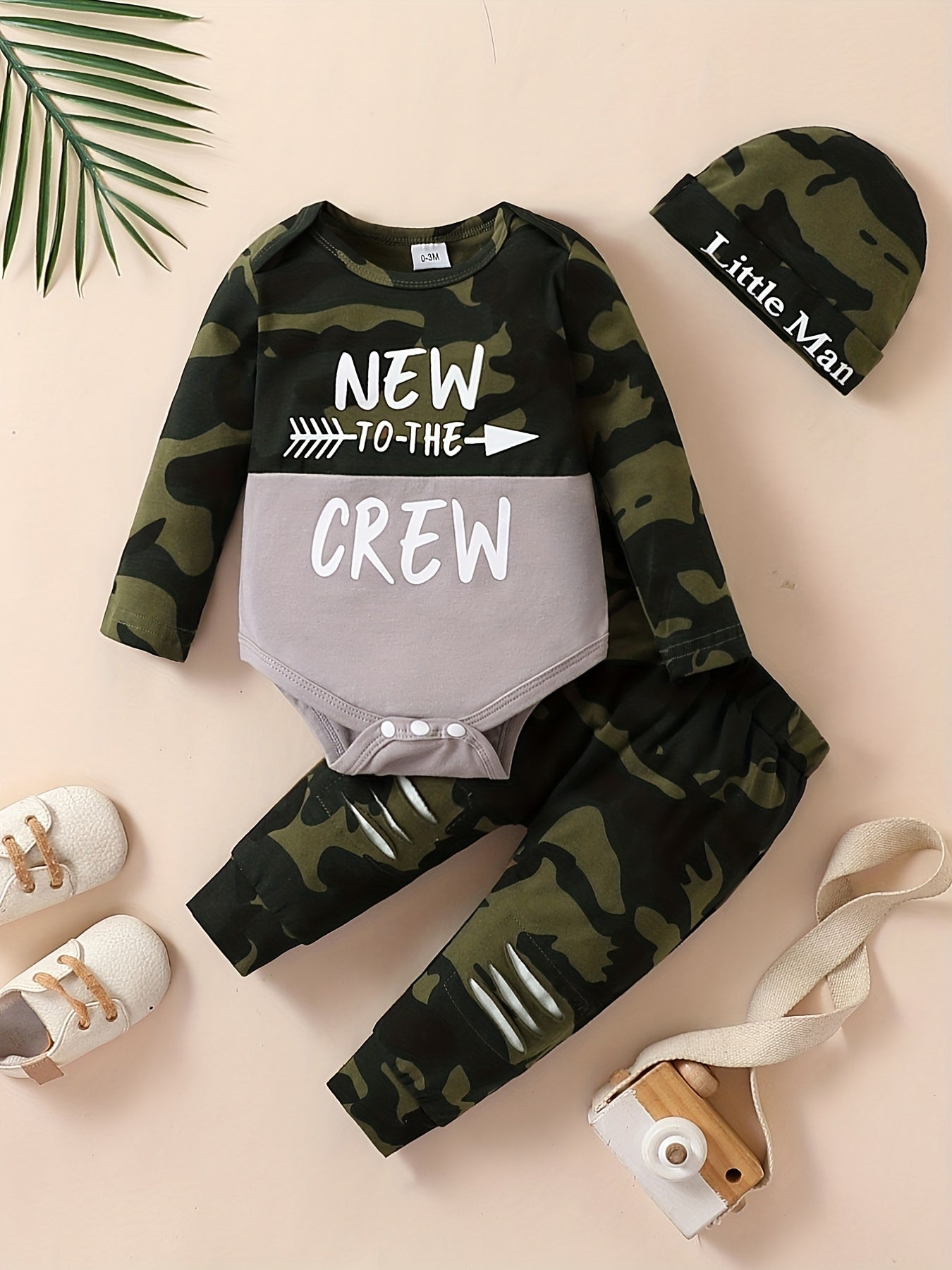 Baby Boy's Camo Suit TO THE CREW Printed Romper & Trousers Set