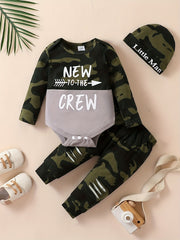 Baby Boy's Camo Suit TO THE CREW Printed Romper & Trousers Set