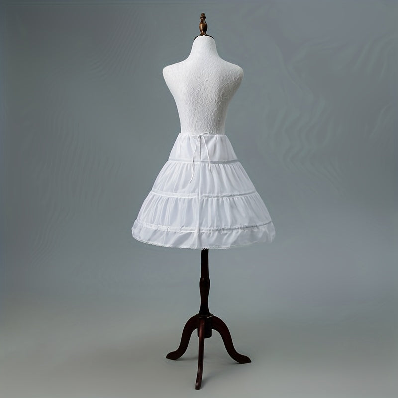 Girls 4-Hoop Crinoline Petticoat Full Length Flower Girl Underskirt