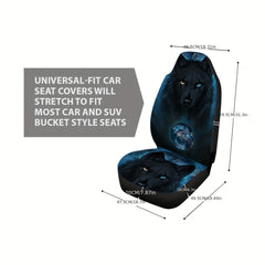 1pc Strange Eyed Wolf Print Car Seat Cover