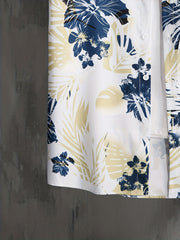 Men's Floral & Leaf Print Camp Collar Hawaiian Shirt