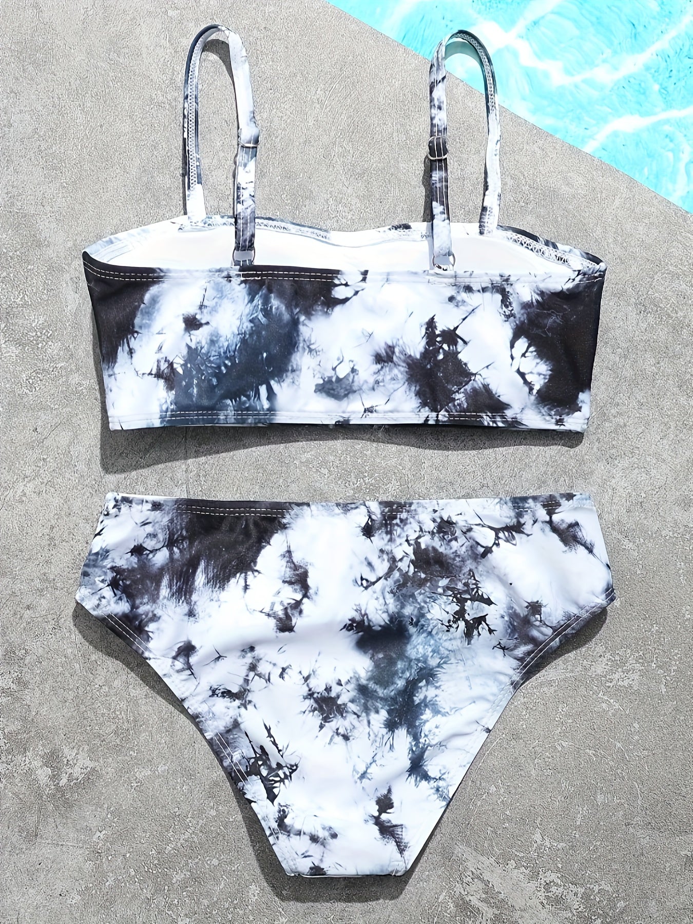 Ink Print Bikini Swimsuit Set for Girls Summer Beachwear