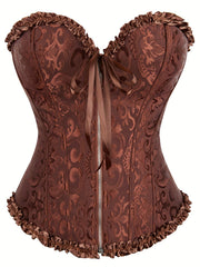 Strapless Corset Bustier Body Shaper Lace Up Zipper