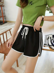 Women's Block Shorts Casual Elastic Loose Summer Beach Yoga Shorts