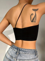 One Shoulder Strap Bralette Comfy Seamless Solid Bra