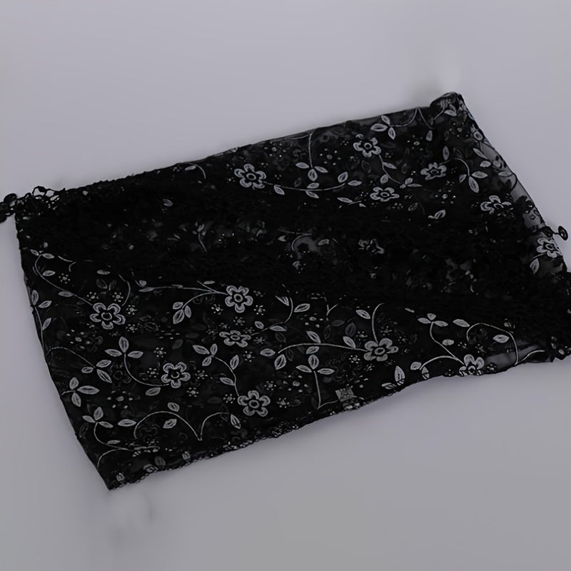 Floral Scarf Lace Hollow Out Solid Tassel Shawl Triangular Scarf