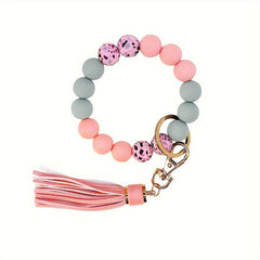 Yiflin Silicone Beaded Wrist Keychain For Women Girl