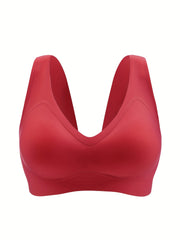 Seamless Solid High Stretch Invisible Bra with Removable Pads