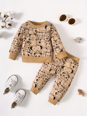 Toddler Baby Spring Animal Set Long-sleeved Sweatshirt & Pants 2pcs