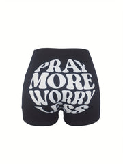 Casual Elastic Waist Skinny Shorts Women's Clothing