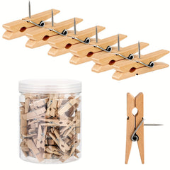 30pcs Wooden Clips Push Pins School Supplies Foam Boards Painting Tool