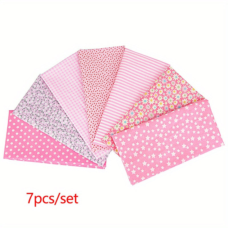 7pcs Small Clear Flower Cotton Floral Plaid Polka Dot DIY Cloth