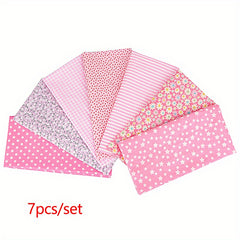 7pcs Small Clear Flower Cotton Floral Plaid Polka Dot DIY Cloth