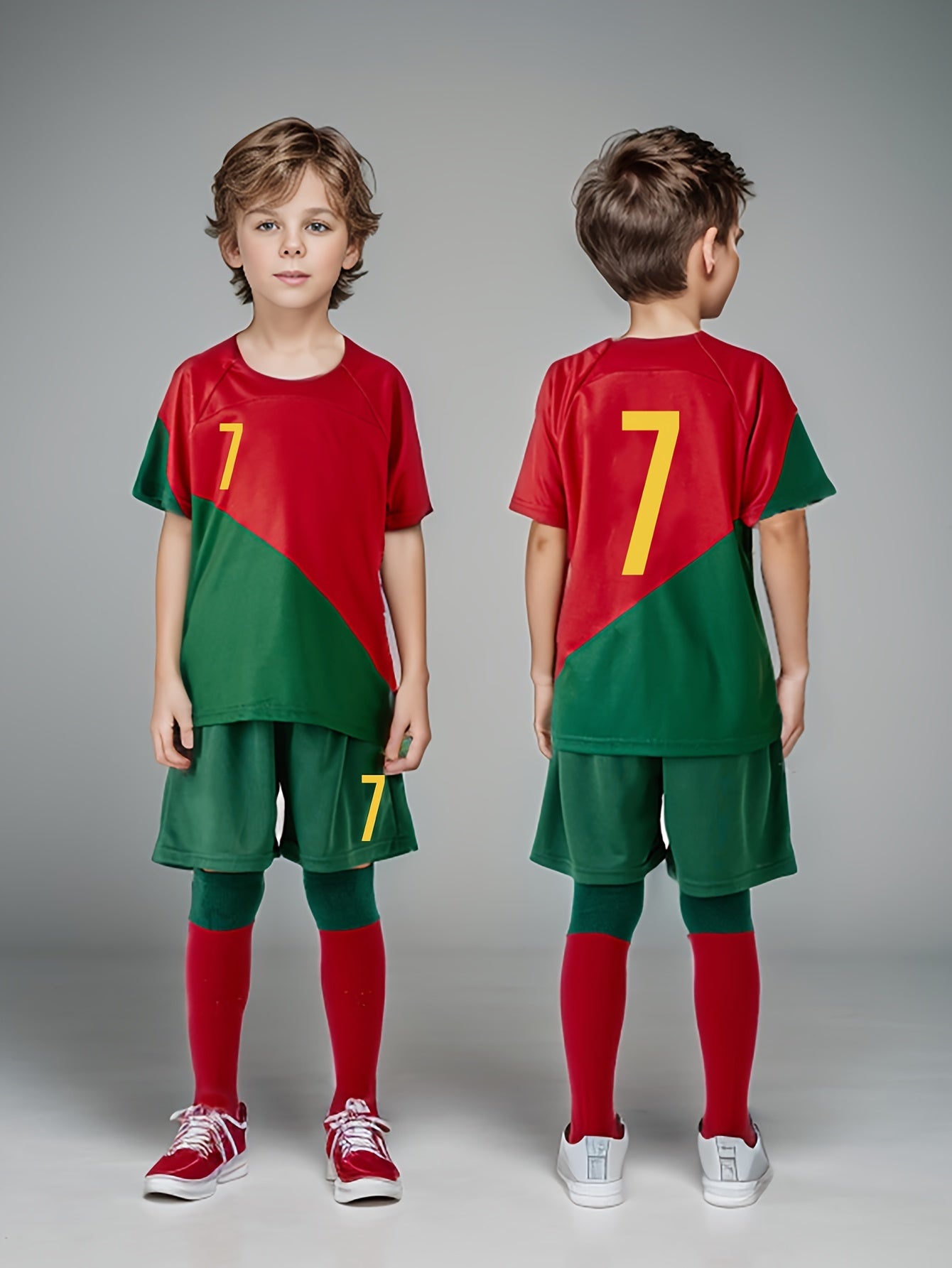 Quick Dry Football 7 Kids Boys Soccer Jersey & Shorts Set