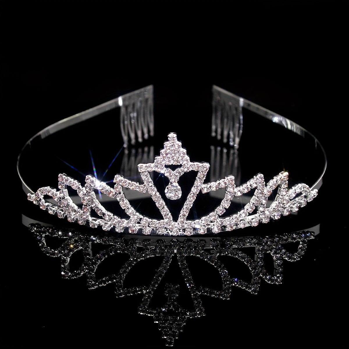 Rhinestone Headband Queen Crown Tiara Head Jewelry Bridal Wedding Hair Access