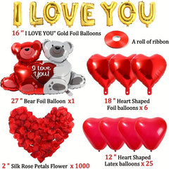 I Love You Balloon & Heart Balloon Set Rose Petal Decoration