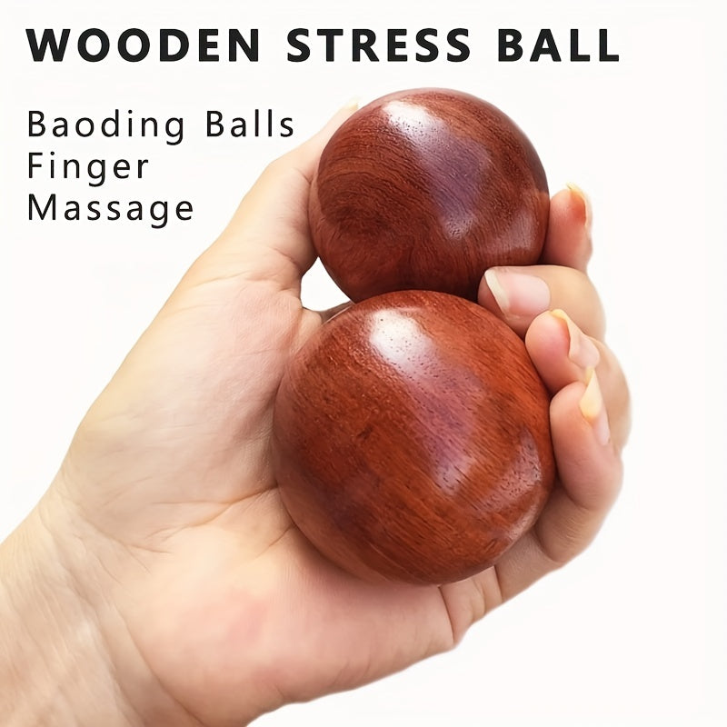 2pcs Hand Exercise Therapy Balls Natural RoseWood