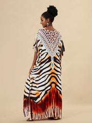 Boho Style Cover Up Dress V Neck Loose Fit Kaftan