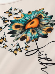 Women's Plus Butterfly & Sunflower Print 2PC Set