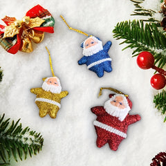 6pcs Golden Santa Claus Christmas Tree Decoration Small Pendant
