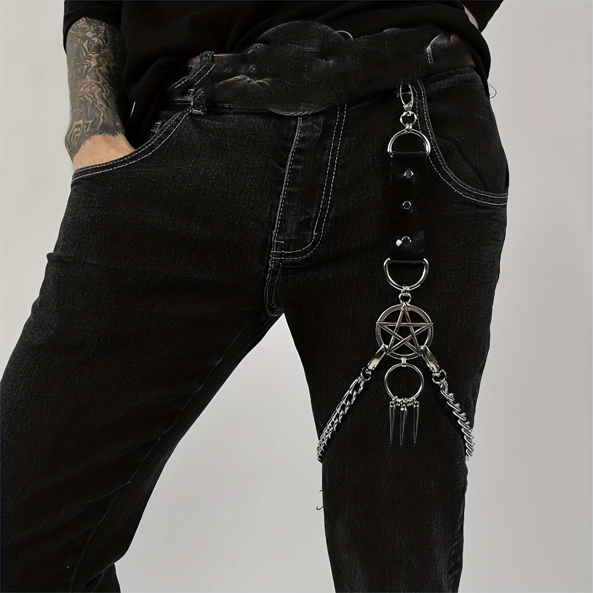 Metal Punk Pentagram Spike Pants Chain Rock Hip hop Accessories