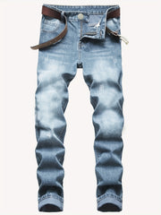 Men's Straight Regular Denim Jeans With Pockets