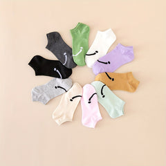 10 Pairs Smiling Print Socks Low Cut Ankle Stockings