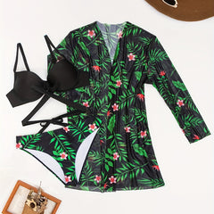 Tropical Print 3-Piece Swimsuit Set