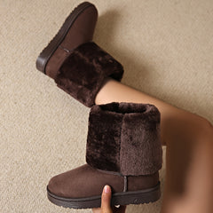 Women's Faux Fur Lined Mid Calf Boots Warm Winter Booties