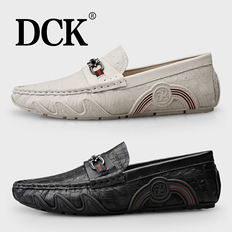 Men's Textured Moccasin Loafer Shoes Non-slip Slip-On Shoes