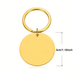 Personalized Stainless Steel Round Disc Keychain for Men