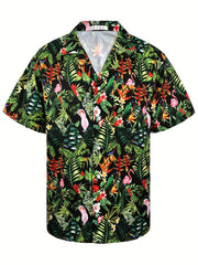 Colorful Parrot Hawaiian Shirt Men s Casual Allover Print Short Sleeve Shirt