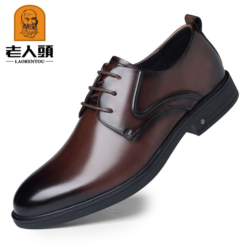 LAORENTOU Men's Leather Wholecut Oxford Derby Style Formal Dress Shoes