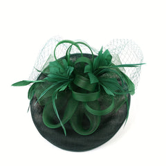 Green Veil Mesh Fascinators Hat Feather Derby Wedding Cocktail