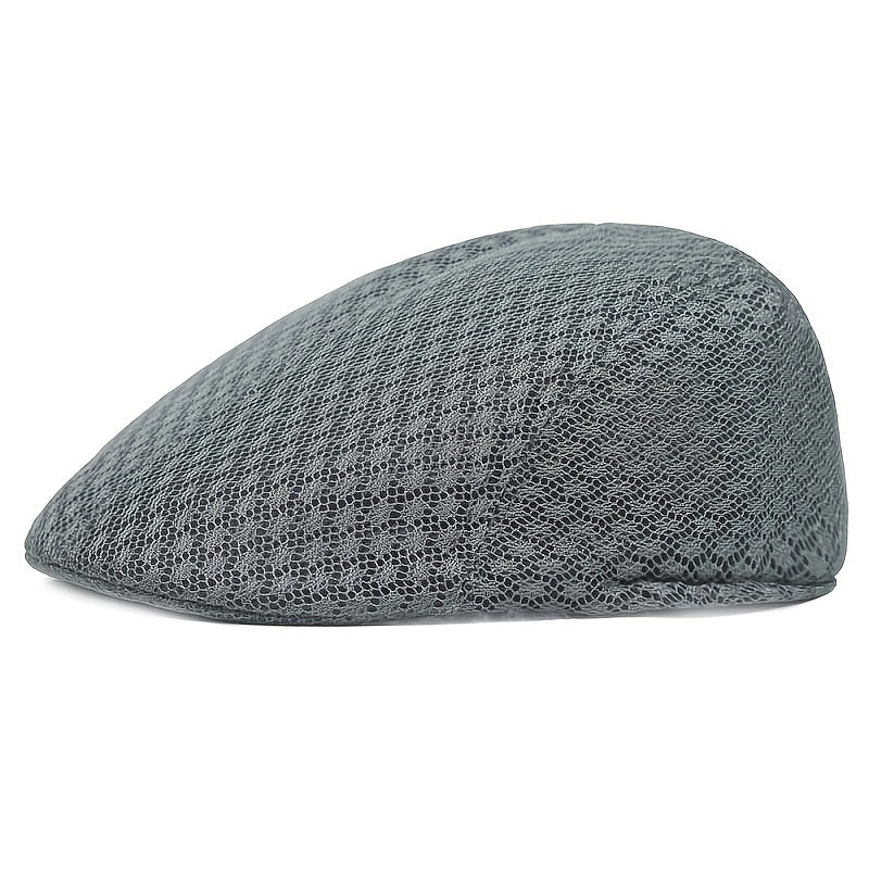 Men's Summer Mesh Beret Hat Spring British Retro Brim Sun Cap