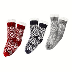 Snowflake Print Plush Socks Mid Tube Women's Stockings