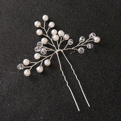 Silvery Crystal Faux Pearl Hairpins U shaped Hair Pin Wedding Bridal Hair Sticks