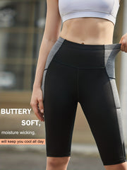Women's High Waist Yoga Shorts with Side Pockets