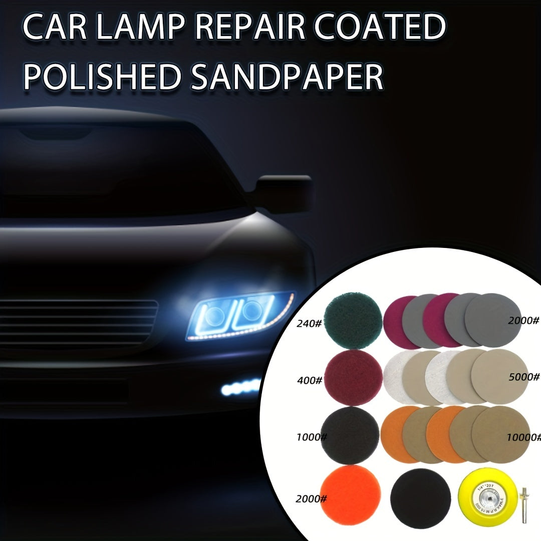 21pcs Car Headlight Lens Restoration Repair Kit Polishing Cleaner Tool
