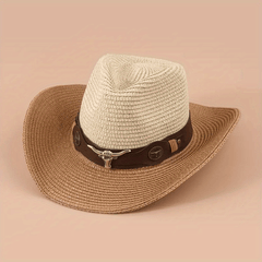 Cattel Head Western Cowboy Hat With Big Cow Head Leather Belt Gift For Men