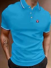 Men's Hand Graphic Polo Shirt Casual Breathable Button Up Short Sleeve Shirt