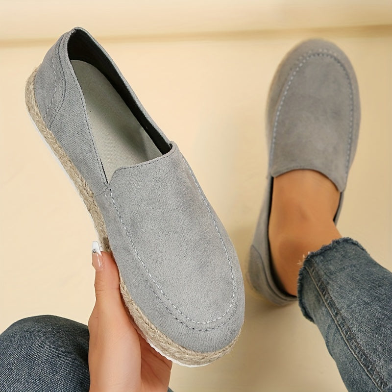Women's Solid Flat Loafers Slip On Espadrille Shoes Lightweight & Comfortable