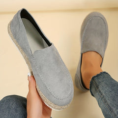 Women's Solid Flat Loafers Slip On Espadrille Shoes Lightweight & Comfortable