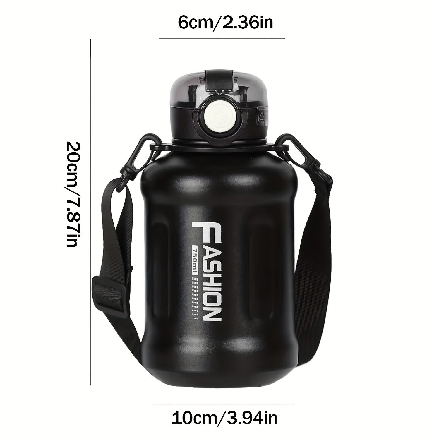 Stainless Steel Sports Water Bottle with Straw and Strap