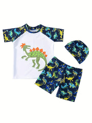Boys Cartoon Dinosaurs Print Swimming Suit Set