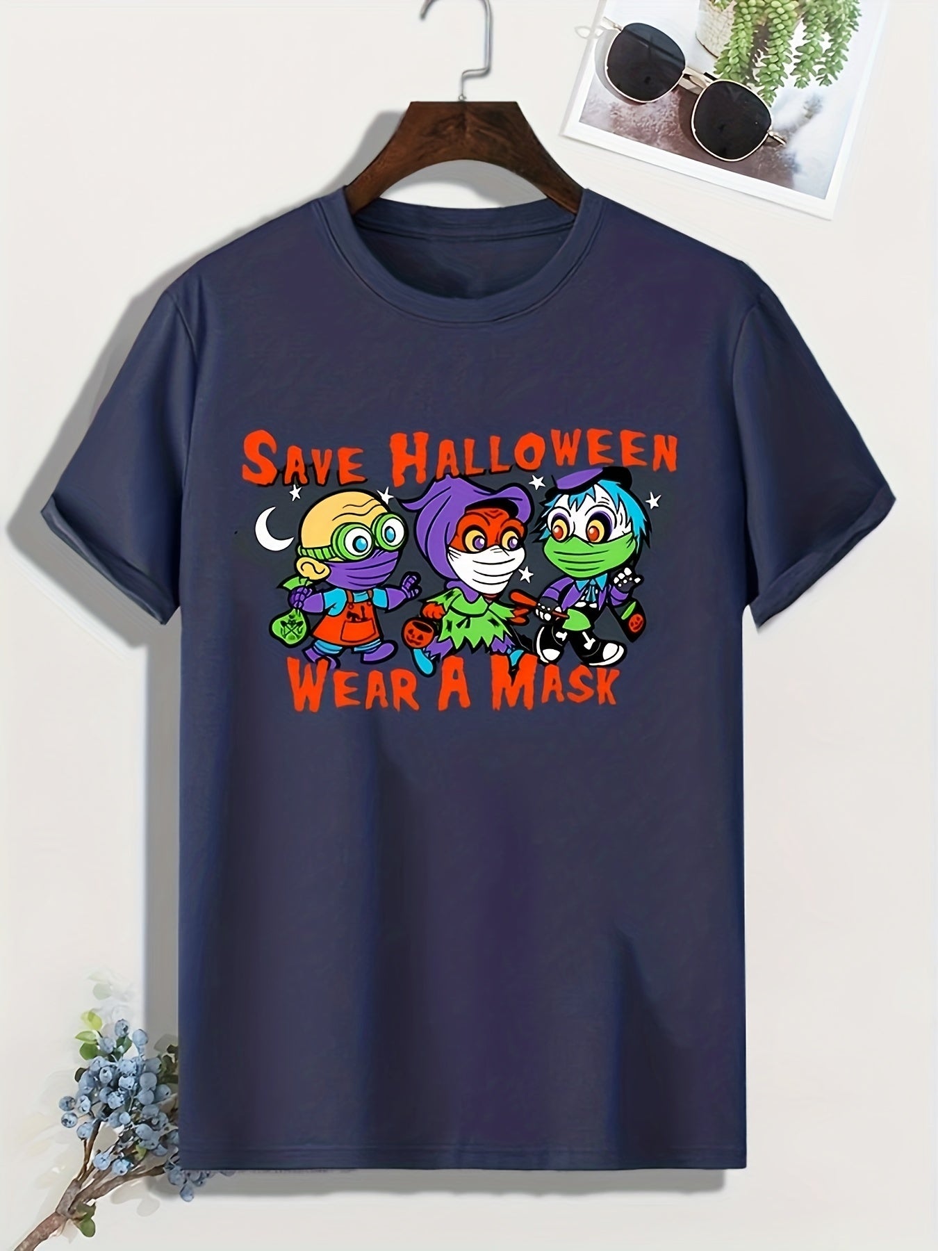 Men's Halloween Print Tee for Summer Outdoor